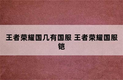 王者荣耀国几有国服 王者荣耀国服铠